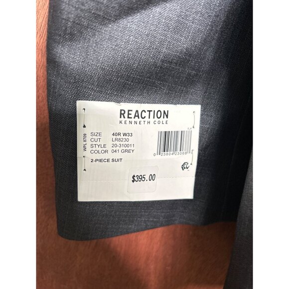 NWT Kenneth Cole Reaction Grey Slim Fit 2-Piece Suit 40R W34 L34 Mens Formal Wea - Picture 6 of 13